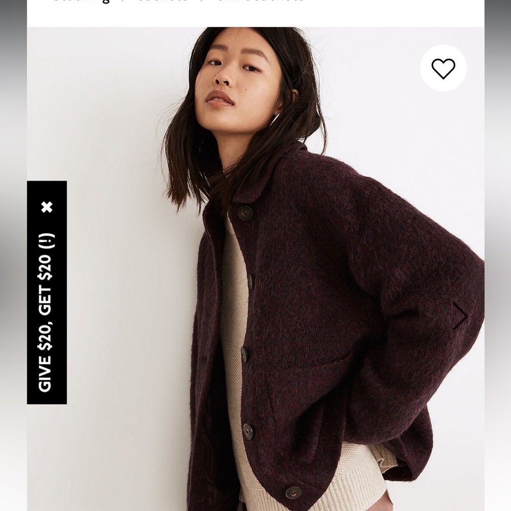 NWT Madewell kenwick jacket in purple melange xxs